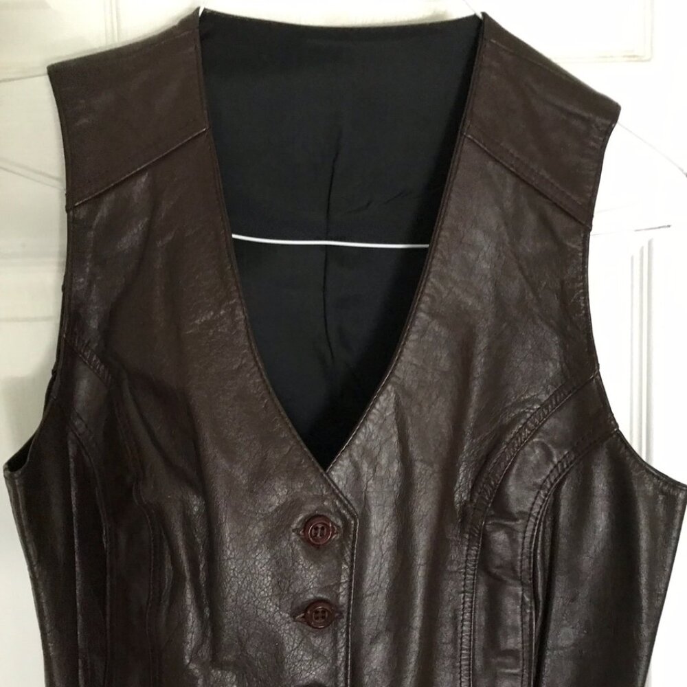 Nordstrom Vintage Leather Chocolate Brown Vest Size M